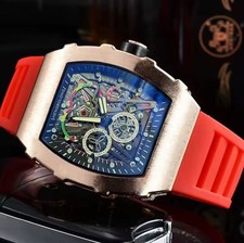 Orologio Richard Fashion Style Rapper Mille Skeleton Oro Rosso