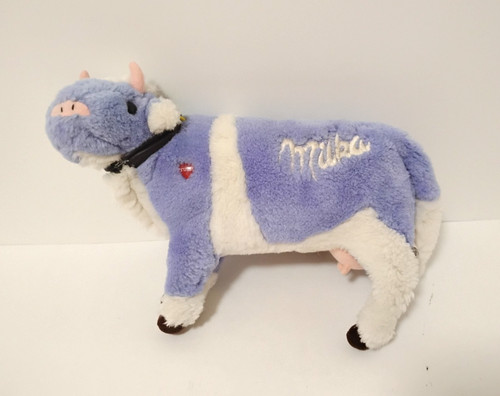 Peluche mucca bianca viola