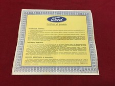 FORD ANNI 80 EPOCA VINTAGE CERTIFICATO DI GARANZIA STORICO ORIGINALE COMPILATO
