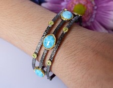 Bracciale bracciale in argento sterling 925 con pietre preziose originali...