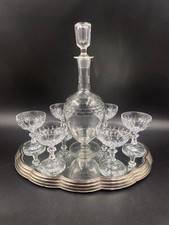 Set Liquore aperitivo alcolici bottiglia bicchieri Vetro molato vassoio specchio