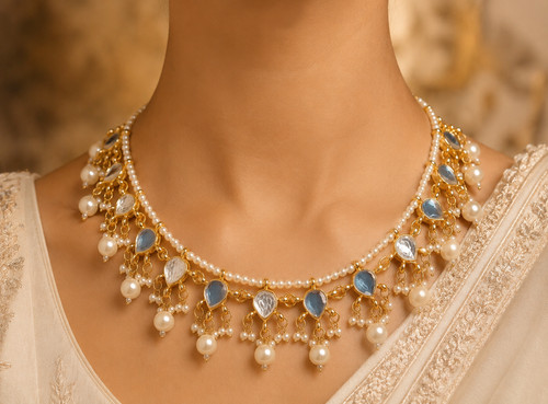 Set collana kundan goccia - set,