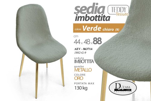 Sedia tessuto verde metallo - tessuto,