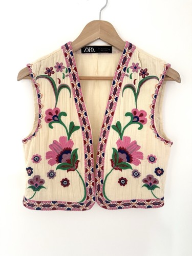 Gilet zara cotone ricamato - zara,