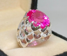 Anello da uomo in argento sterling 925 con vero topazio rosa 25 carati