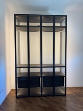 Armadio con ante in vetro battente Illuminazione led  Colore nero e rovere