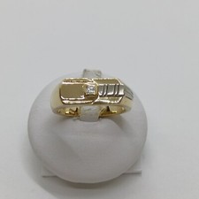 ANELLO UOMO CON ZIRCONE IN ORO GIALLO E BIANCO 18KT 750  8,55 GRAMMI N.27 (0780)