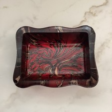 Portasigarette vintage vetro avventurina Murano nero rosso oro vortice fondo