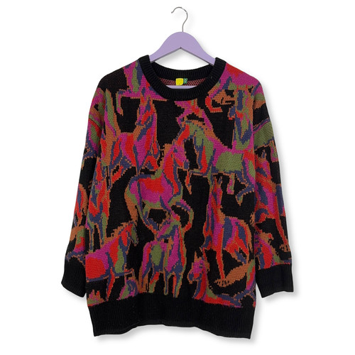 Maglione vintage nero fantasia - maglione,
