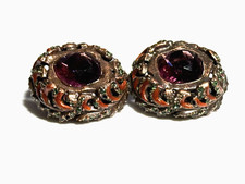 Orecchini Vintage Clip On Jay S Acqua Forte Cristallo Vetro Smalto Viola 80'
