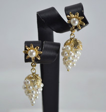 ORECCHINI  ARGENTO 925 DORATO GRAPPOLI  CON  PERLE DI FIUME           AGHT 0908