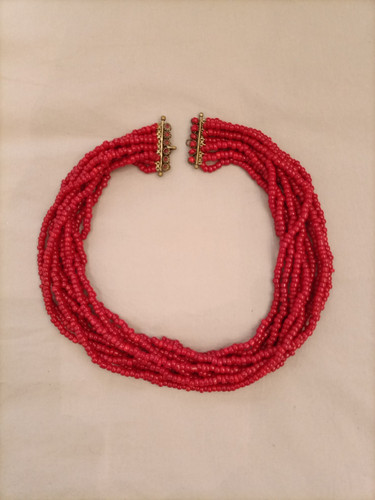 Collana torchon finto corallo - collana,