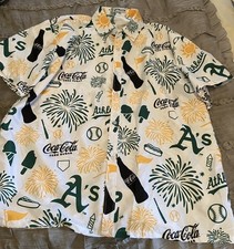 Camicia Oakland A's ATHLETICS Baseball SGA con bottoni davanti hawaiana XL COCA COLA