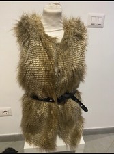 SCONTATO ?GILET IN ECOPELLICCIA FRISÉ BEIGE TG S/M ????