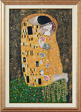 Gustav KLIMT - Il bacio 92x60 cm Copia olio su tela dipinto quadro in cornice