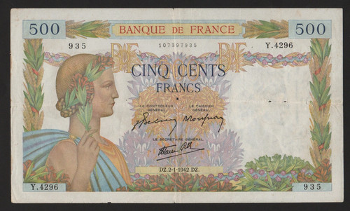 Francia 500 franchi 1942 - francia, 02/01/1942