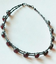 Choker / Collarino /Collana Strass Rossi e Perline Metallo - Vintage Originale