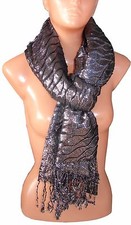 Elegante Brillante SCIARPA Foulard,Donna coprispalle cotone,viscosa Grigio Scuro