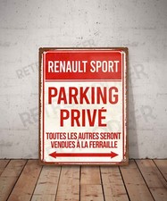 Plaque métal vintage Renault sport parking privé Enseigne Garage Décoration Déco