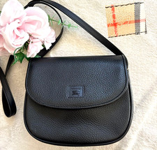 Borsa a tracolla Burberrys, Nova check, nera, logo cavallo, tutta pelle,...