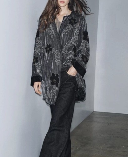 Giacca kimono velluto ricamato - kimono,