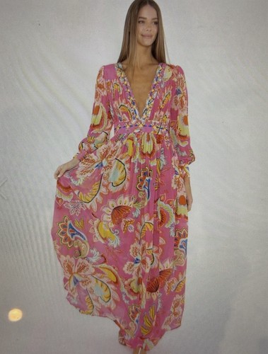 Maxi abito bohemien rosa taj - bohemien,