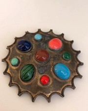 Spilla In Ottone Con Pietre