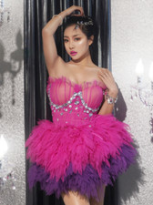 Rose Red Mesh Evening Wedding