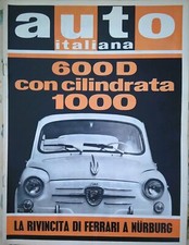 AUTO ITALIANA  N°23 7 GIUGNO 1962 FIAT 600 D CON CILINDRATA 1000