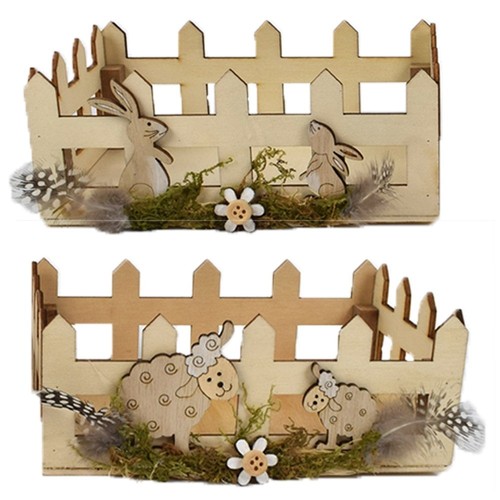 Cesto legno con agnello - cesto, in