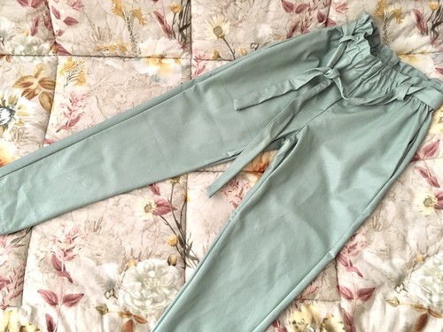 Pantaloni ecopelle verde - ecopelle,