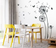 Soffione Adesivo da Parete Decalcomania Dente di Leone Fiore Farfalle Z312b