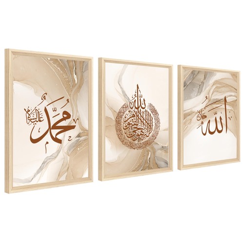3pcs beige musulmano stampa - 3pcs, su