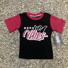 Camicia Quad Seven bambina 24 mesi rosa nera buone vibrazioni manica corta etichette