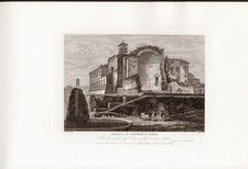 TEMPIO DI VENERE E ROMA , di  G. COTTAFAVI , grande incisione su rame  , 1840