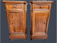 COPPIA COMODINI IN NOCE E RADICA INTEGRI EPOCA XIX SECOLO RESTAURATI