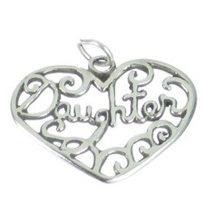 Ciondolo con ciondolo a forma di cuore in argento sterling figlia .925 x 1 Cuori