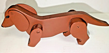 Vecchio Gioco In Legno Cane Bassotto con Gambe e Orecchie Mobili