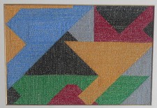 ARAZZO RICAMO PUNTO CROCE  ASTRATTO GEOMETRICO CM. 26,5 X 39 CIRCA