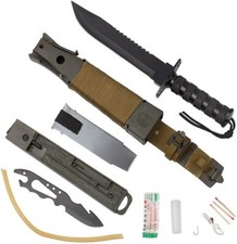 Coltello Rambo a Lama Fissa da Caccia con Kit di Sopravvivenza ed Emergenza