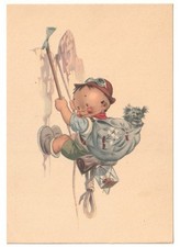 Non Viaggiata cartolina d'epoca serie Bimbi Sportivi - escursionista cane zaino