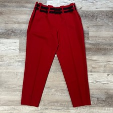 Pantalone Paola Frani rosso vita alta misto lana Italia taglia 10/16