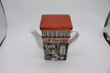 Teiera ceramica dipinta a mano vintage Le Bistro Twining alta 6 1/2" vacanza