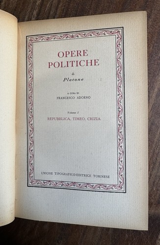 Platone opere politiche vol - -,