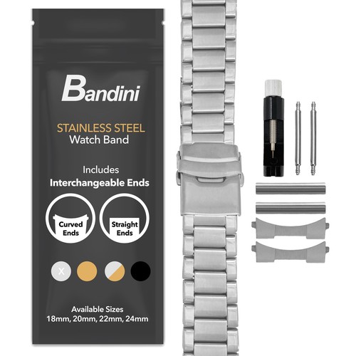 22mm curved steel metal watch - curved,