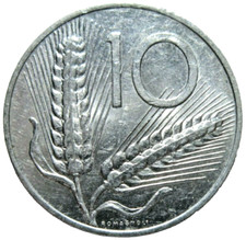 ITALY. 10 LIRE, 1956. 