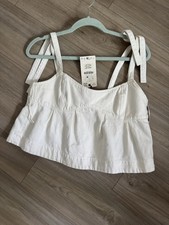 zara jeans top bianco grande