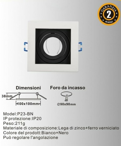 Incasso quadrato acciaio