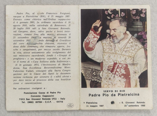 Padre pio santino reliquia - pio, ex