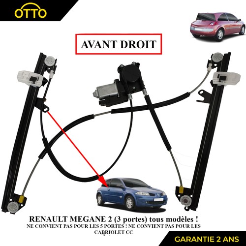 Leve vitre droit pour megane - vitre, 2